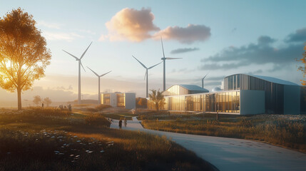 Renewable Energy Facility at Sunset