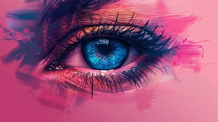 Abstract Eye Illustration on Pink