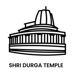 Shri Durga Temple, Aihole, Karnataka, India. minimalist line art icon, a historical landmark for web, mobile apps and UI.