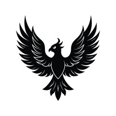 silhouette bird with fire wings