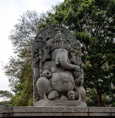 Fototapeta premium The Hoysaleswara Temple in Halebidu is famous for its sculptures, intricate reliefs, detailed friezes, as well as its history and iconography.