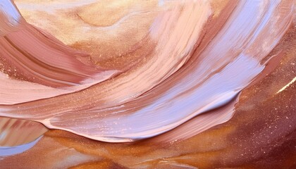 Obraz premium Abstract painting with blush pink and gold strokes