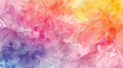 Fototapeta premium A vibrant watercolor background with shades of purple, pink, orange, and yellow.