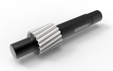 3D rendering - gear position on shaft