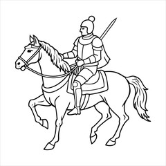 A brave knight riding a majestic steed into battle line art vector