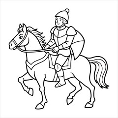 A brave knight riding a majestic steed into battle line art vector