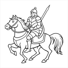 A brave knight riding a majestic steed into battle line art vector