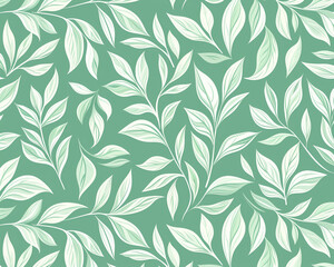 Fototapeta premium Green Leafs - leaves, pattern, nature, green, foliage, botanical, background, seamless, organic, decorative, design, texture, flora, nature pattern, leaf pattern