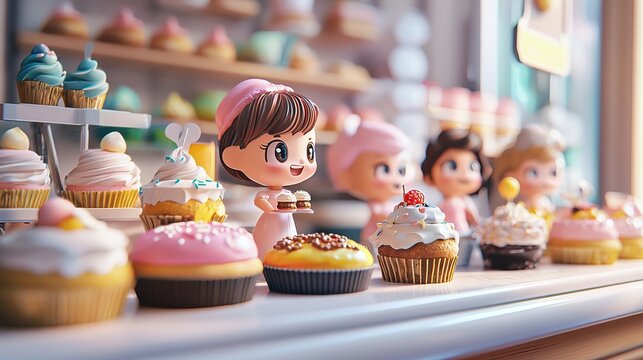 Child with cupcakes, celebratory cake with candles, sweet treats for a joyous occasion