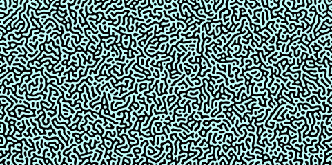 Abstract truing organic wallpaper Turing reaction diffusion monochrome seamless pattern with chaotic motion. Generative algorithm psychedelic background. Reaction-diffusion or truing pattern formation