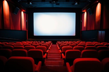 Fototapeta premium Empty Red Seats in a Movie Theater
