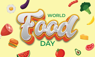  vector flat world food day concept with text effect