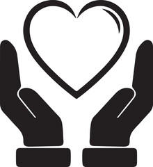 Vector Silhouette of Heart in Hands