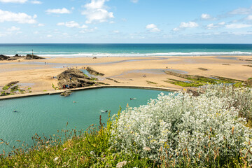 Bude Sea Pool is a semi-natural tidal pool and is a safe haven for wild swimming on the edges of the Atlantic Ocean. © Afonso Farias
