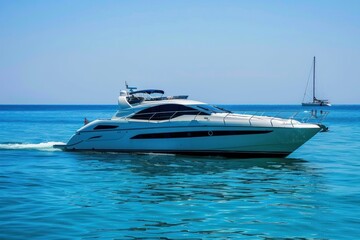 Fototapeta premium Luxury speed boat in the Mediterranean sea vacation