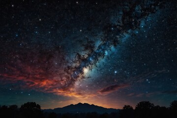 Sky with stars and galaxies in vibrant hues for Day of the Dead background