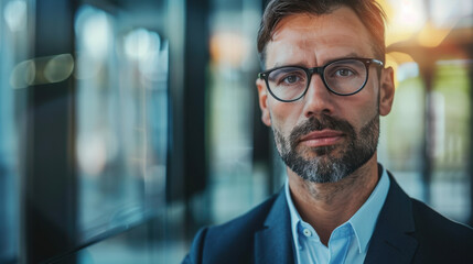 Fototapeta premium Businessman focused on quality control and assurance for automated processes, emphasizing standardization and health insurance