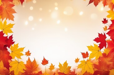 Obraz premium Abstract autumnal background with flying maple leaves. Fall season greeting card, poster, flyer. illustration isolated on a white background.