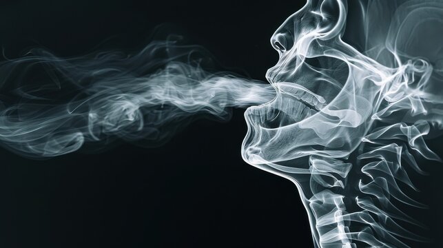 A fluoroscopy image showing the real-time movement of barium swallow through the esophagus, highlighting the dynamic process of swallowing, set against a dark background to enhance the visibility of