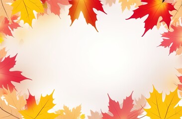 Fototapeta premium Abstract autumnal background with flying maple leaves. Fall season greeting card, poster, flyer. illustration isolated on a white background.