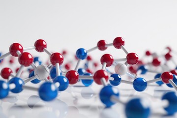 red and blue molecules model Isolated on white background