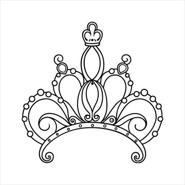 recommend clip art: A fancy tiara fit for a princess line art vector