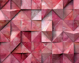 Naklejka premium Pink Marble Geometric - geometric, pattern, texture, pink, abstract, triangle, square, mosaic, background, design, tile, art, modern, decorative, surface, symmetry
