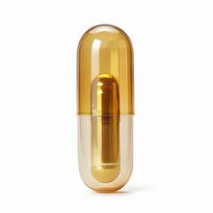 Medium shot of Herbal supplement pills in a blue-transparent plastic container, isolated on a white background, 