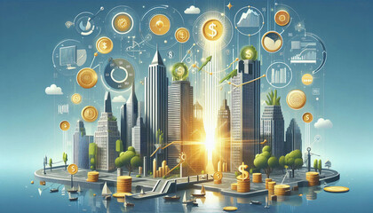 Animated footage of company business graphics