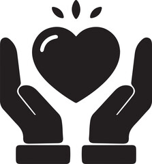 Vector Silhouette of Heart in Hands