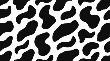 Seamless Black and White Cow Print Pattern Vector