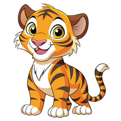 Cartoon Illustration of a Smiling Baby Tiger