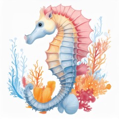 Sea ​​Horse clipart, isolated vector illustration.