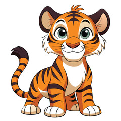 A Cartoon Illustration of a Friendly Tiger Cub