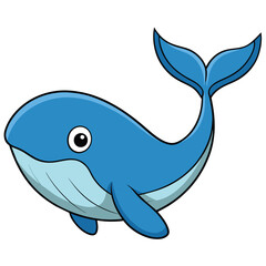 Obraz premium Cartoon Illustration of a Blue Whale with a Big Eye and a Tail