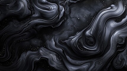 Fototapeta premium Abstract black and grey background with swirling patterns and textured layers, creating a sense of depth and movement.
