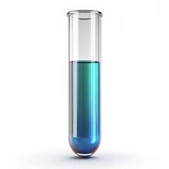 A clear glass test tube filled with a vibrant blue liquid, symbolizing scientific discovery, chemical reaction, lab equipment, research, and innovation.