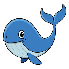 Fototapeta premium A Cartoon Blue Whale with a Big Smile and a Tail Fin