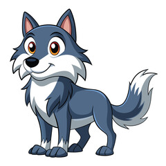 Obraz premium Cartoon Wolf with Blue Fur and White Tail Tip