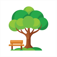 Naklejka premium A tree with a bench underneath art vector