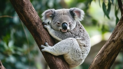 Fototapeta premium cute koala on tree branch australia wildlife 