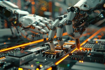 Fototapeta premium Machine Vision System for Robotic Automation and Business Connection