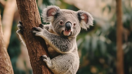 cute koala on tree branch australia wildlife 