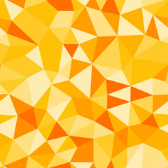 Abstract background with mosaic triangle shapes. Compact triangles size. Repeatable pattern. Amber Sunrise color palette. Creative vector tiles. Seamless vector illustration.