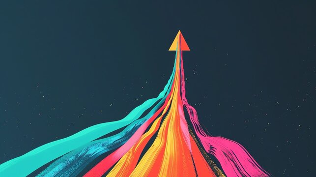 Vibrant abstract arrows demonstrating growth and progress in a colorful design, perfect for motivational themes and visuals.