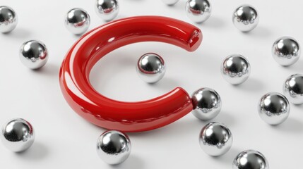 Red Magnet Attracting Silver Balls