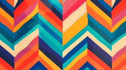 Obraz premium Vibrant chevron pattern featuring striking colors, perfect for modern design projects and artistic backgrounds.