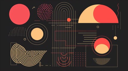 Obraz premium Graphic design elements Line style abstract frames and logo templates