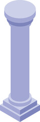 Tall, slender column with a simple capital and a square base, representing classical architecture