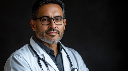 Obraz premium portrait of a doctor wearing a white coat and eyeglasses